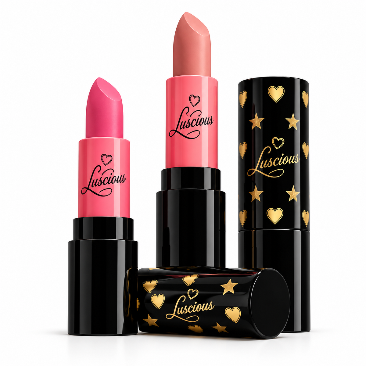 Fripeolympa Pink & Nude Lipstick Set – Heart and Star Design