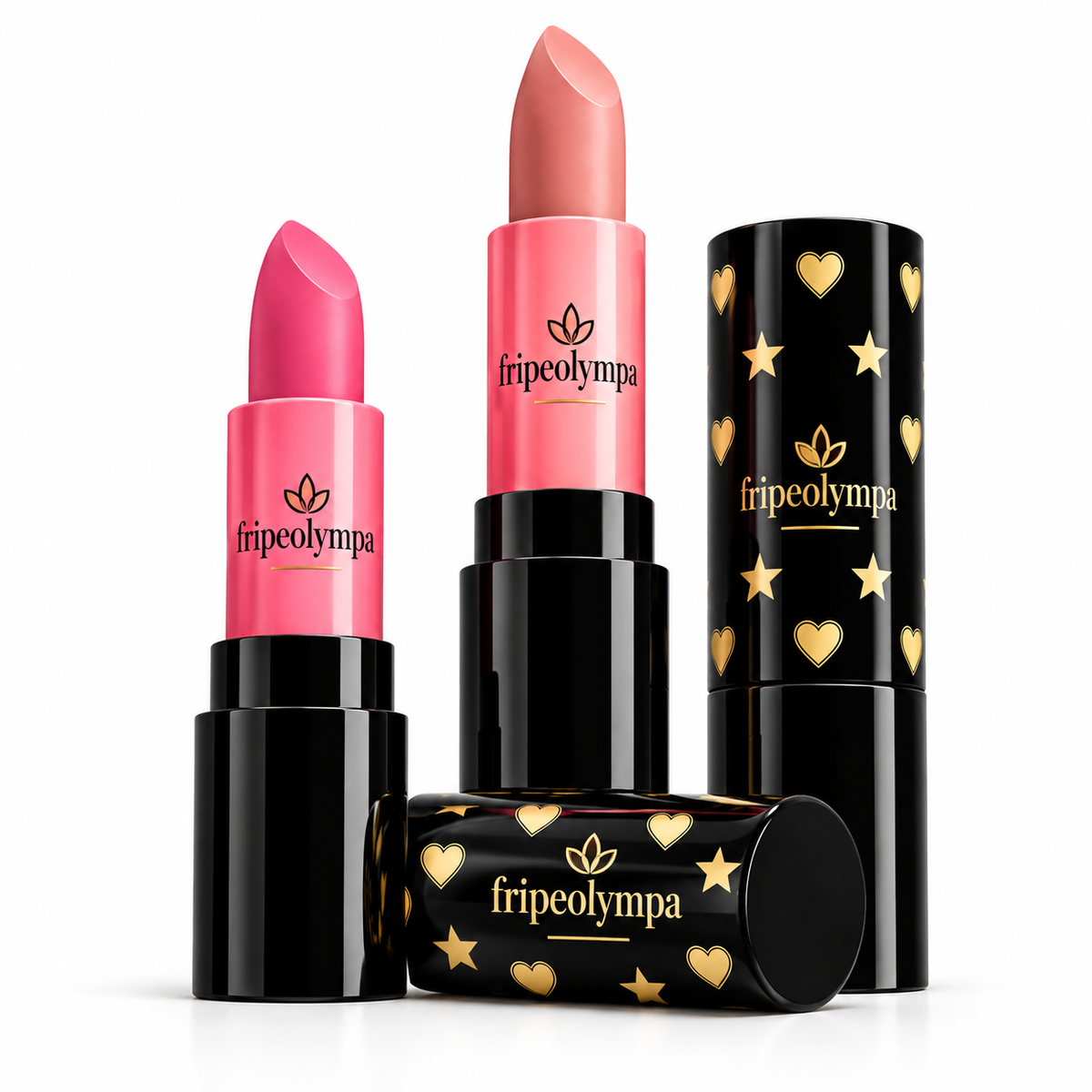 Fripeolympa Pink & Nude Lipstick Set – Heart and Star Design