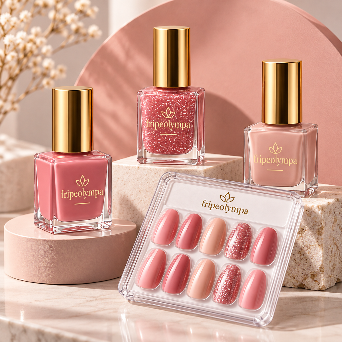 Fripeolympa Nail Polish Set with Press-On Nails